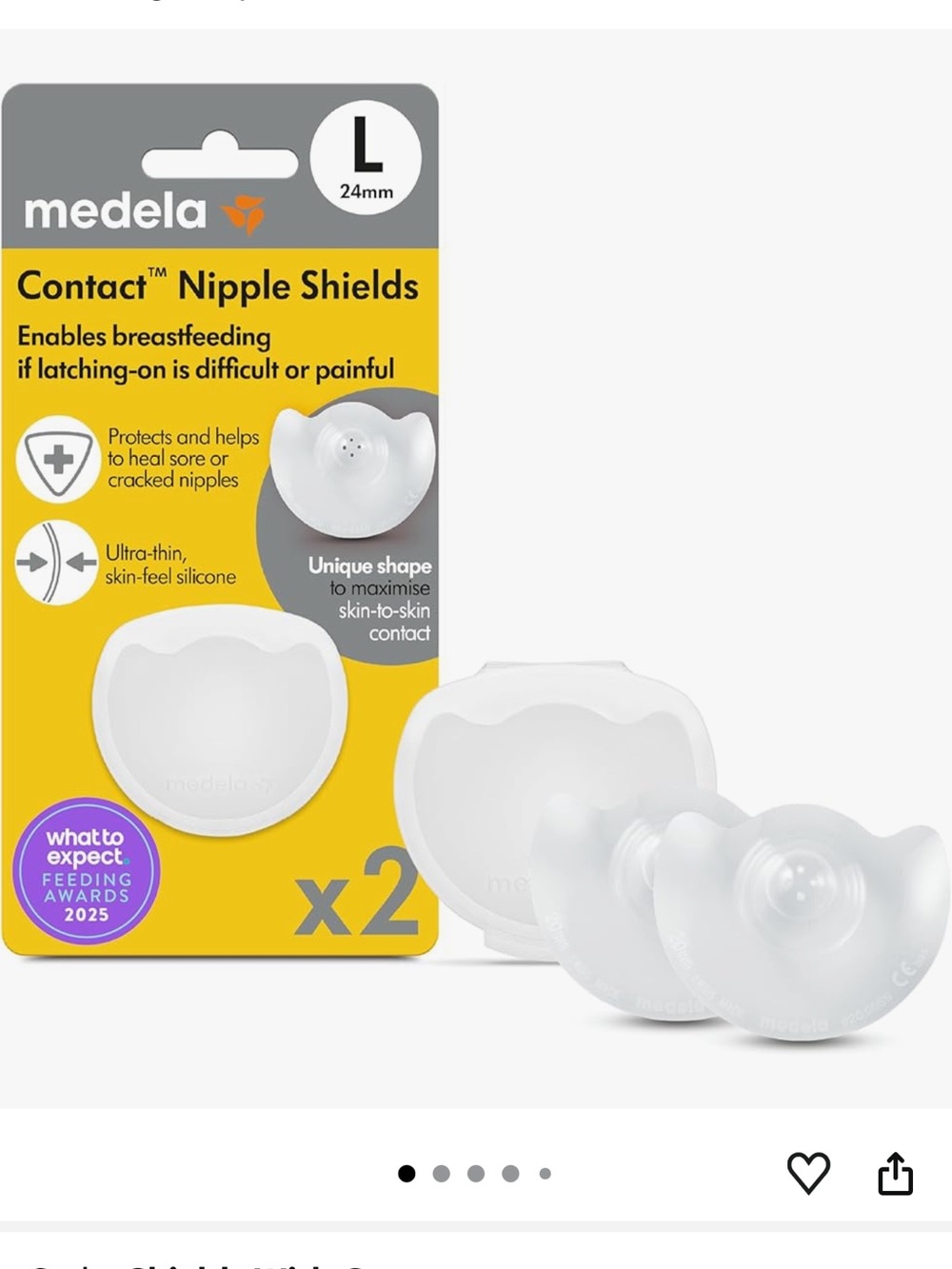 Medela Contact Nipple Shields - Clear Silicone (L) 24 mm